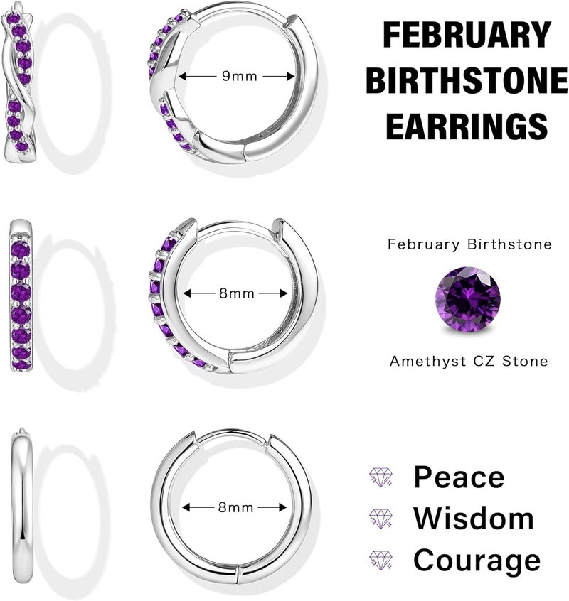 Inerney 14K Gold Plated Huggie Hoop Earrings for Women, Small Sterling Silver Earring Set Hypoallergenic Cartilage Helix Stacks, Mini Dainty Cute Trendy Birthstone Jewelry Gift for Multiple Piercings - Image 3